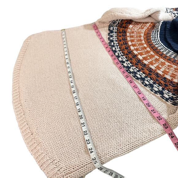 Madewell NEW Brookdale Fair Isle Turtleneck Sweater Alpaca Cream Navy Orange XXL - Picture 13 of 15